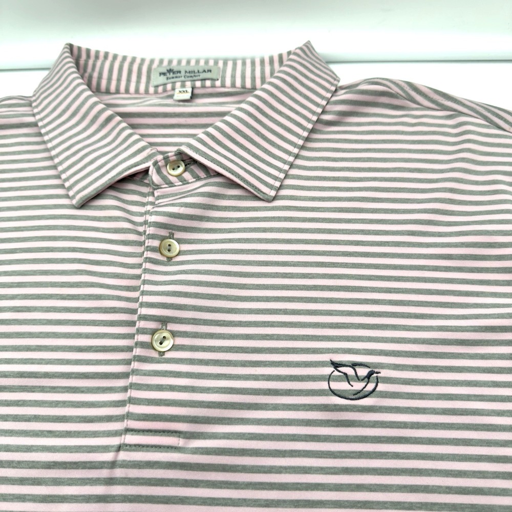 Peter Millar XXL Summer Comfort Polo Shirt Reynolds Lake Oconee Golf PInk Stripe